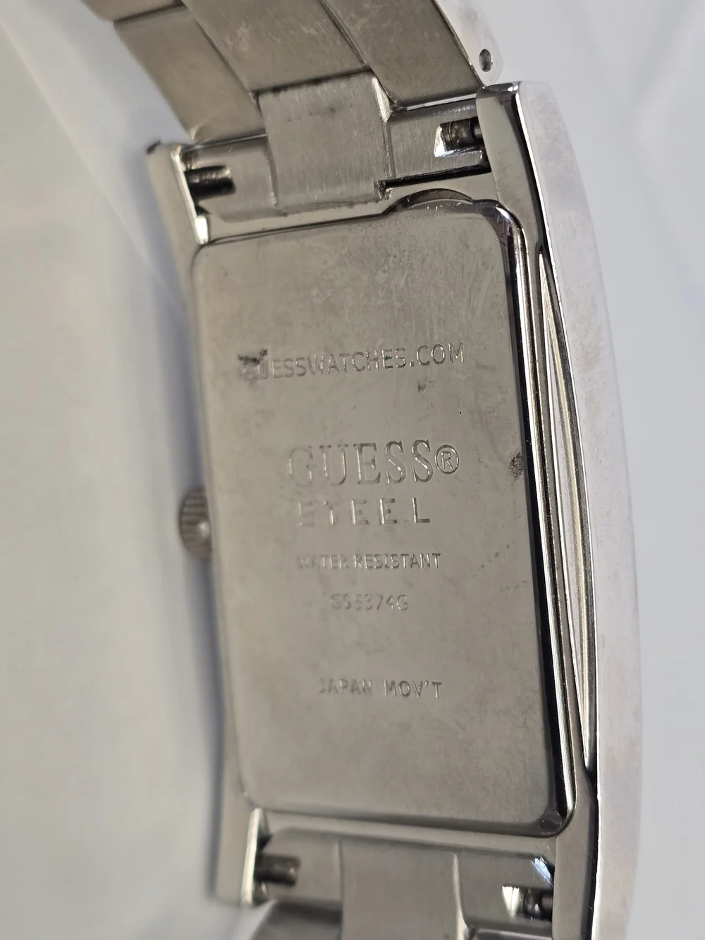GUESS Men's Y2K Silver Steel Bracelet Watch with Black Dial